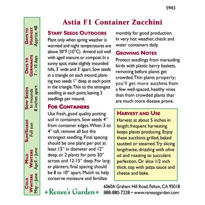 Renee's Garden Squash Summer Zucchini Astia 5 Renee's Garden Squash Summer Zucchini Astia - Billede 3